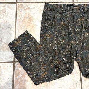 PEACEBIRD paisley trippy cropped trouser drawstring waist earth tones